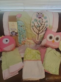 Lolli Living Poppy Seed Owl Quilted Crib Set with Valences and Pillows