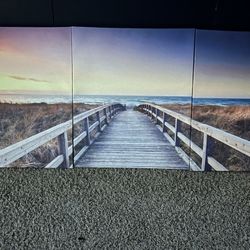 Coastal Beach Pathway 3 Piece Canvas Art Wall 