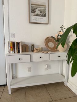 White Console Table with Three Drawers