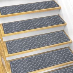 Stair Treads for Wooden Steps, 15 Pack 8"x30" Non-Slip Indoor Carpet Stair Treads with Reusable Polyester TPE Backing for Kids Elders and Pets (Dark G