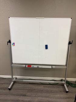 Double-Sided Whiteboard on Rolling Stand