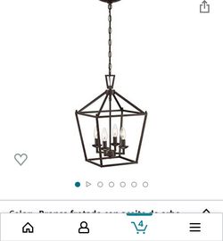 OTINI Pendant lamp with 4 light bronze lights, 12-inch geometric cage, lobby pendant chandelier chain, lighting fixture for kitchen, dining island, oi