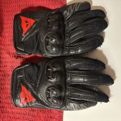 Dainese Mig C2 Motorcycle Black Leather Gloves 
