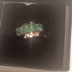 Emerald Ring Sterling Silver All Natural Untreated Emeralds