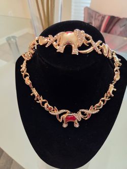 elephant necklace and bracelet