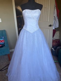 Cosmobella by Demetrios Beaded Strapless Wedding Gown Size 8