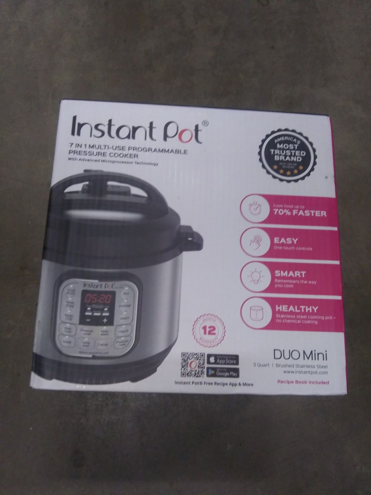 Instant Pot Duo Mini 3 Qt 7-in-1 Multi-Use Programmable Pressure Cooker, Slow Cooker, Rice Cooker, Steamer, Sauté, Yogurt Maker and Warmer