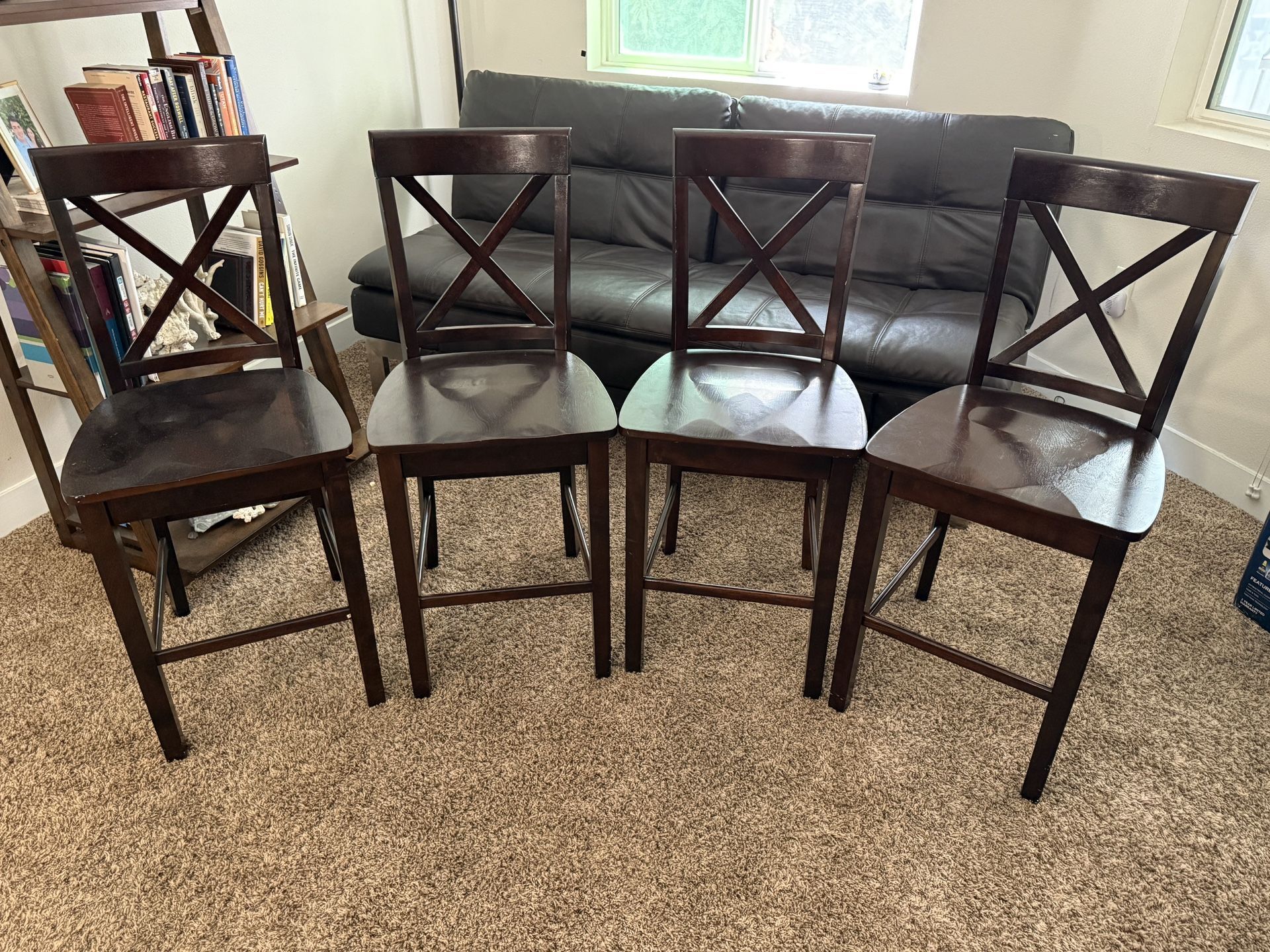 (4) Brown Bar Stool Counter Chairs