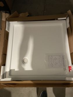 SlimLine 42 in. x 42 in. Double Threshold Shower Pan Base in White with Corner Drain 