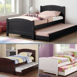 Twin Twin Black Trundle Bed With Orthopedic Mattress Included 