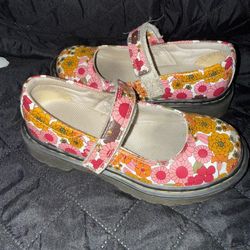 Dr. Martens Mary Jane Floral Leather Buckle Shoes US Size 12