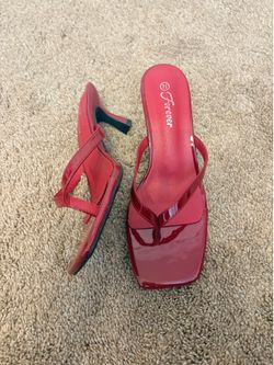 Red kitten heels