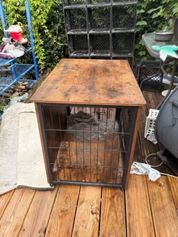 Wood furniture dog kennel