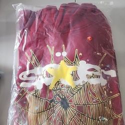 Maroon/red yellow Large Spider Logo Hoodie 100%Cotton autentic original