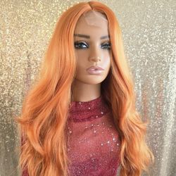 Ginger Orange Synthetic Hair Wig .24" Wavy