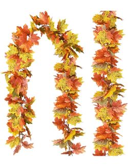 New Fall Garland Maple Leaf, 5.9Ft/Piece Hanging Vine Garland Artificial Autumn Foliage Garland Thanksgiving Decor for Home Wedding Fireplace Party Ch