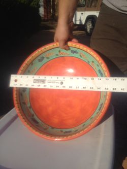 Large Colorful ceramic bowl by Department 56
