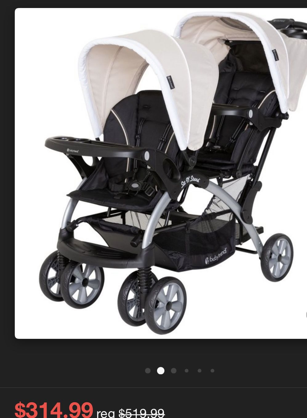 Double stoller Baby Sit And Stand With Car Seat And Base 