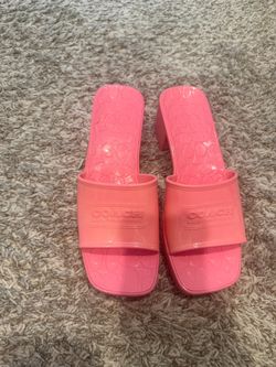 COACH Scarlett Block-Heel Signature Jelly Sandals Pink