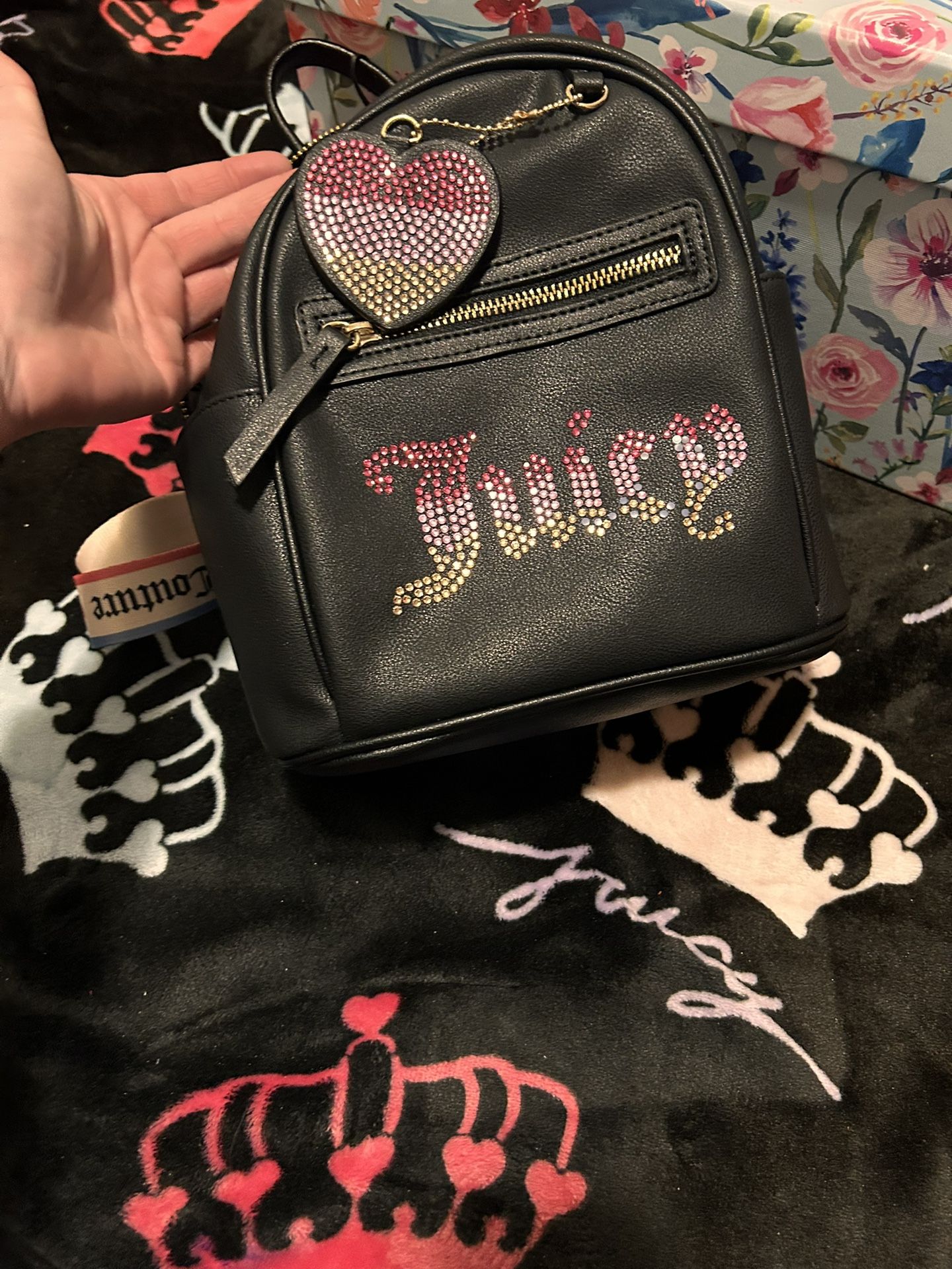 Juicy Couture Backpack With Rainbow Rhinestones. 