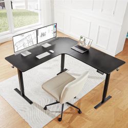 NEW SEALED HUANUO 63"x63" L-Shaped Electric Standing Desk, Black