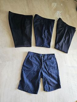 3 business man office pants + 1 short used  very good  3 size  34 x30+ 1 size  33x30 all 4 only $30