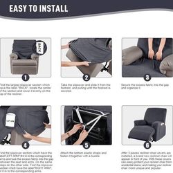 Recliner Covers, Stretch Reclining Chair Covers, Recliner Sofa Slipcovers Stripe Jacquard Recliner Couch Covers Furniture Protector Covers for Pet Kid