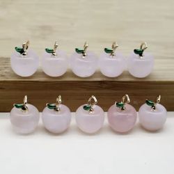 8pcs Apple Statue Pendant Natural Lapis Lazuli Stone Carved Jewelry