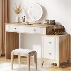 JW0925 Modern Makeup Vanity Dressing Table with 4 Large Drawers(Without Mirror & Stool)