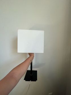 Table Lamp with White Square Shade