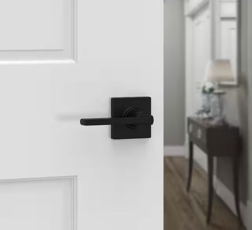Casey Matte Black Hall/Closet Passage Door Lever Featuring Microban