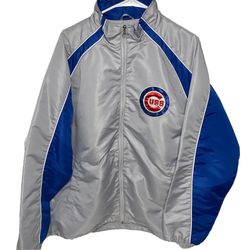 Chicago Cubs Windbreaker G3 Carl Banks Mens Jacket Medium Zip Embroidered Gray 