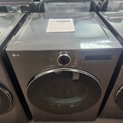 7.4 cu. ft. Vented Stackable SMART Electric Drver in Black Steel with TurboSteam and Al Sensor Dry Technology