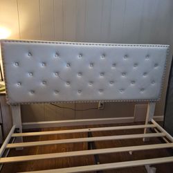 Queen size velvet platform bed frame