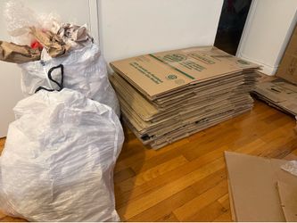 Packing boxes, packing paper bubble wrap and packing peanuts