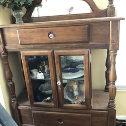 Curio w Drawers,  Shelves, And Mirrors 