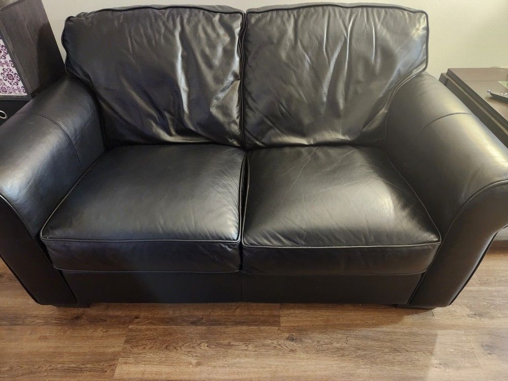 Brown Leather Loveseat