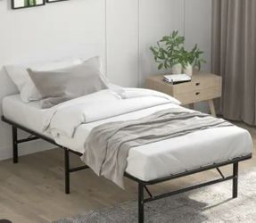 Twin Bed, Memory Foam Mattress And Foldable Frame