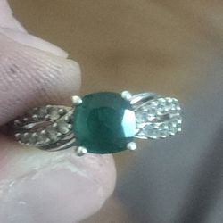 925 Green Emerald Ring