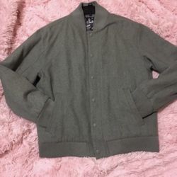 Brooklyn Basement Gray Wool Blend Pockets Long Sleeve  Mens Jacket Large