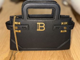 Balmain Small B-Buzz Grained Leather Top Handle Bag
