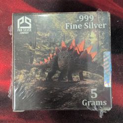 NIB - Limited Edition Pan Silver 5 gram Fine Silver Stegosaurus