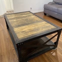 Metal And Wood Coffee Table 