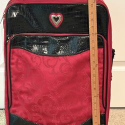 REDUCED - 22” Brighton L Heart Red & Black Rolling Carry-On Suitcase