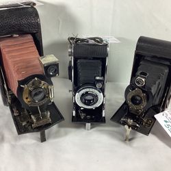 Vintage Folding Cameras, 3 Styles