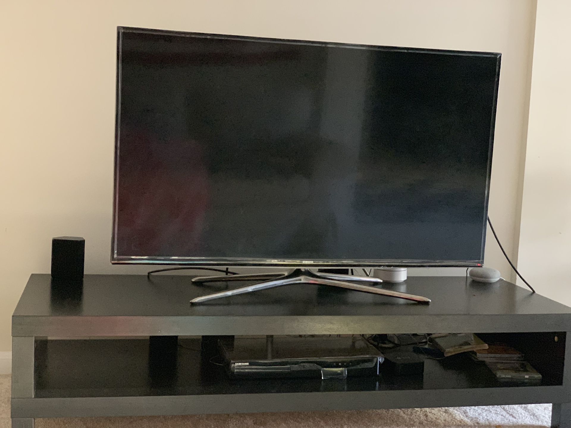 Samsung 48" TV, Samsung home theater with speakers and TV Stand