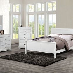 4 Piece Queen Bedroom Set- Queen Bed, Nightstand, Dresser & Mirror 