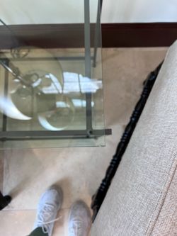 Glass coffee table with matching side table