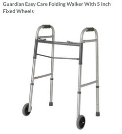 Guardian Easy Care Folding Walker With 5 Inch Fixed Wheels