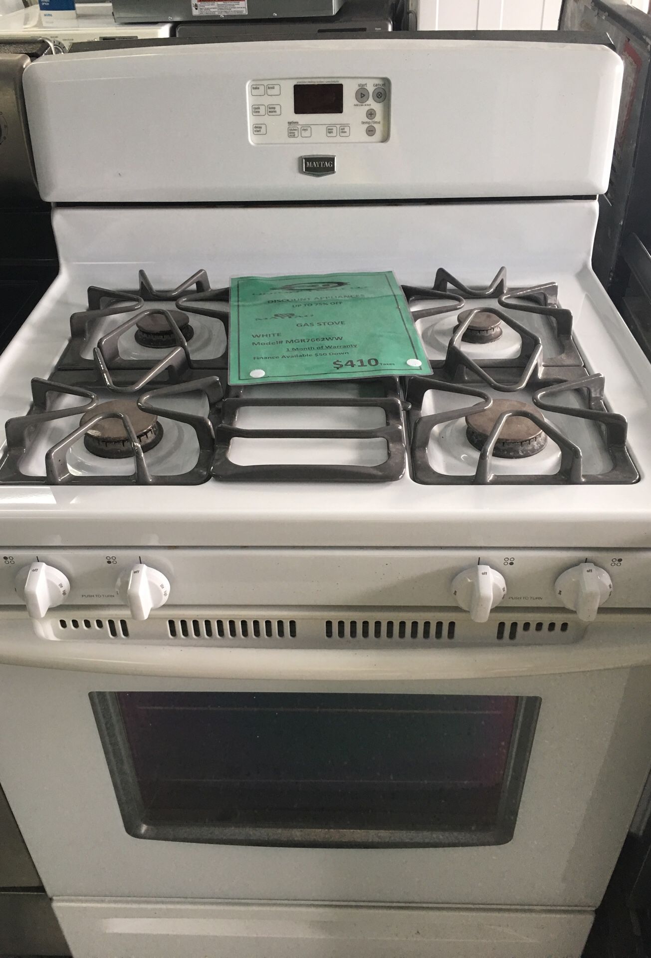 Maytag gas stove -30 days warranty